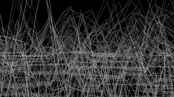 White lines crisscross against a black background.